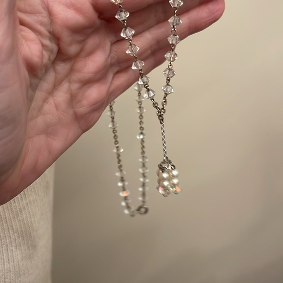 Vintage Cut Glass Crystal Y Necklace with Tassel - Picture 6 of 15